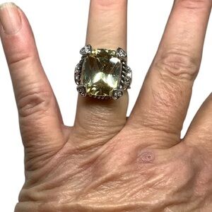 Silver & Gold plated yellow Statement Ring